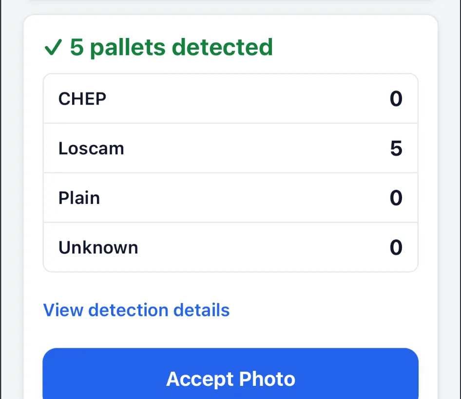 Pallet Verify AI-assisted verification view